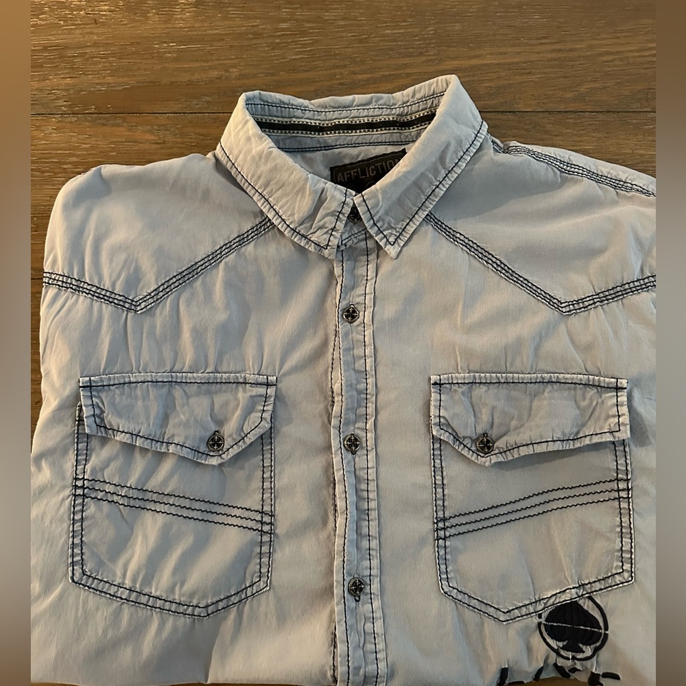 Affliction Long Sleeve Button Up Shirt‎ Size XL Gently Worn